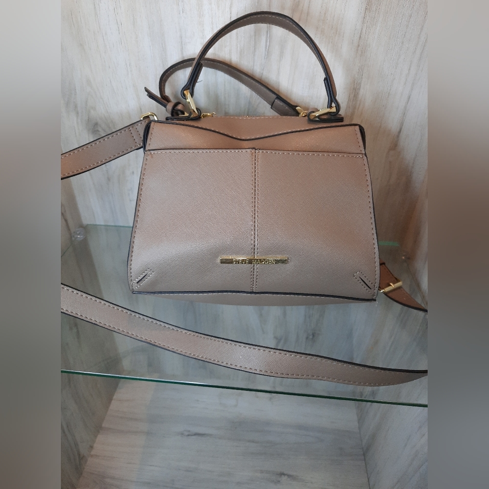 Steve Madden Logo Tan Glam Crossbody/Tote Purse